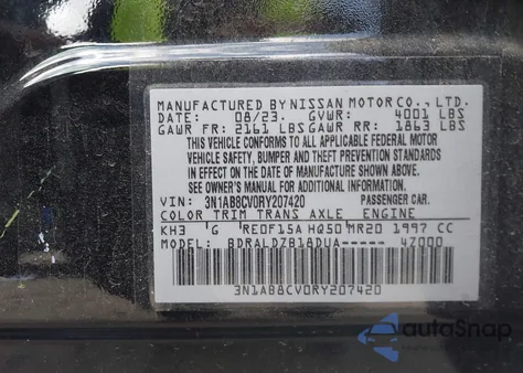 2024 Nissan Sentra Sv Xtronic Cvt z USA, uszkodzony, nr VIN 3N1AB8CV0RY207420